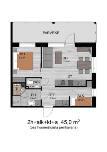 2h+alk+kt+s | 45m2m<sup>2</sup> | 265 000 € | Myyty
